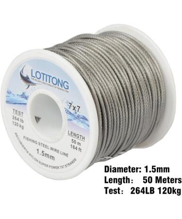 LOTITONG 50m 264lb Fishing Steel Wire Line 7x7 49 Strands Leader Coating Jigging Fish Line Stainless Steel 1.5mm - Buy Online on GoSupps.com