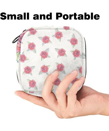 Women's Binding-Up Bags | Rose Flower Pattern Tampon Storage Bag with Zip Pockets | Multi-Functional Menstrual Tied Bag - Buy Online on GoSupps.com