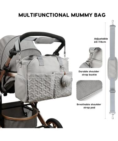 SONARIN Multifunctional Stylish Baby Nappy Changing Tote Bag - Large Capacity Waterproof Satchel Messenger Bag for Travel - Grey - Buy Online on GoSupps.com