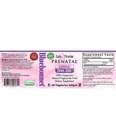 Bluebonnet Nutrition Early Promise Prenatal DHA 200 mg - 60 Vegetarian Softgels | Gentle Formula for Healthy Pregnancy - Buy Online on GoSupps.com