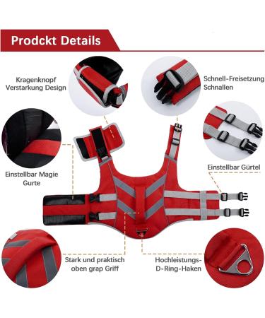 Buy Adjustable Dog Life Jacket | XL Red Float Coat for Swimming Surfing & Boating Lifesaver Pet Safety - Buy Online on GoSupps.com