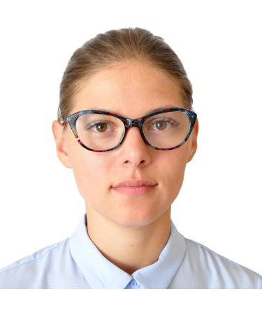 Mini Cat Eye Reading Glasses for Women - Colorful Plastic Frames Floral Pattern 1.0 Diopter Free Case Included - Buy Online on GoSupps.com