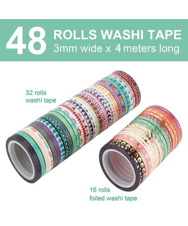 NANYNNU Cute 48 Rolls Washi Tape Set - Foil Gold Thin Decorative Masking Tapes 3MM Wide - Ideal for DIY Crafts, Scrapbooking, Gift Wrapping - Planner Tape Set - Buy Online on GoSupps.com