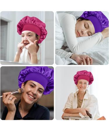 MELTU 1 Pack Hair Bonnet for Sleeping Satin Bonnet with Wide Elastic Band Silk Hair Wrap for Sleeping Soft Sleep Cap Purple - Buy Online on GoSupps.com