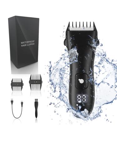 Body Hair Trimmer for Men Electric Pubic Groin Hair Trimmer Body Groomer and Beard Shaver USB Rechargeable Hair Clipper Waterproof Men Hygiene Razor with LED Display Black