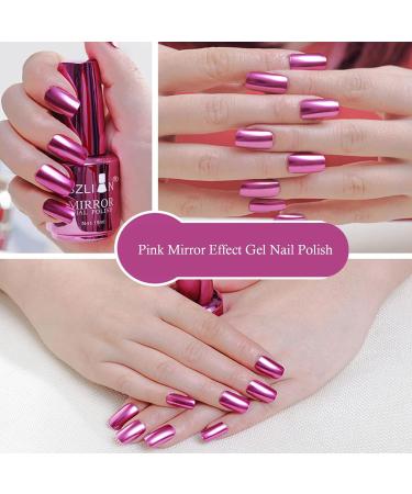 Metal Nail Polish Mirror Nail Varnish Pink Metallic Nail Polish Quick Drying Long Lasting Metallic Effect Nail Art Polish Non-Peelable Mirror Nail Polish No Need Cure - Buy Online on GoSupps.com