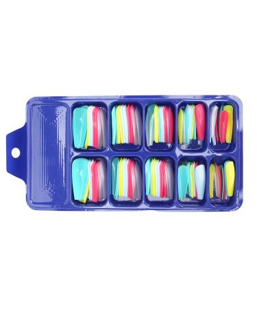 Press On Nails Fake Nails Kids Fake Nails Set Ballerina False Gel Nails Art Tips False Nails Pure Color Full Cover Nail Tip False Nail Tip for Women Girls Kids DIY Nail (02)