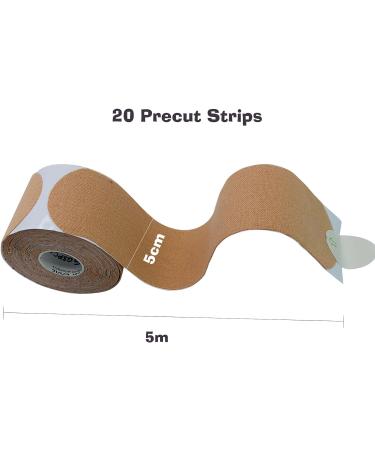 Skin Pre-Cut I Kinesiology Tape 5cm*5m - 20 Pieces, Elastic Sports Tape for Muscle Support & Pain Relief - Buy Online on GoSupps.com