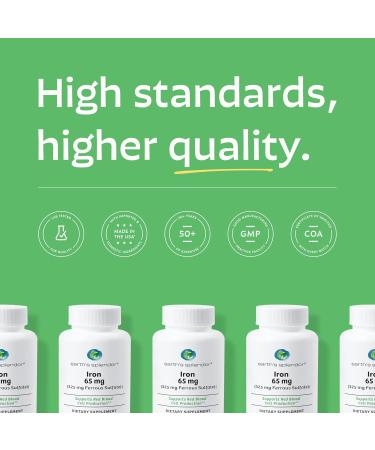 Earth's Splendor Iron 65mg USP 325mg Ferrous Sulfate Tablets - Energy Production Oxygen Transportation Overall Health - 3 Month Supply Iron 65 mg - Buy Online on GoSupps.com