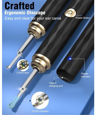 Kekoy Ear Wax Removal Kit - 1296P HD WiFi Otoscope Ear Camera for Adults & Kids - Rechargeable Ear Cleaner Tool with Lights - Black Gold - Buy Online on GoSupps.com