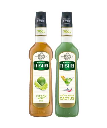 Mathieu Teisseire - Assortment of Cactus syrup, Lime syrup for refreshing drinks, 2x70cl