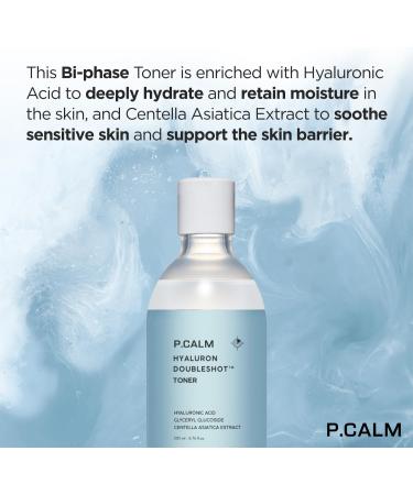 P.CALM Hyaluron Doubleshot Toner 200ml | Vegan Deep Hydrating Facial Toner with Hyaluronic Acid & Centella Asiatica | Korean Skincare for Sensitive Skin - International Shipping Available - Buy Online on GoSupps.com