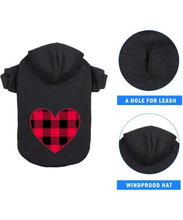 Dog Hoodie Sweater- Black Buffalo Plaid XS - Warm, Soft, Cozy Pet Clothes - Buy Online on GoSupps.com