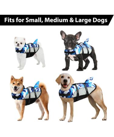 Alagirls Blue Camo Dog Life Jacket - XS (33-43cm) | Swimming Vest for Dogs | Secure & Stylish Pet Safety Gear - Buy Online on GoSupps.com