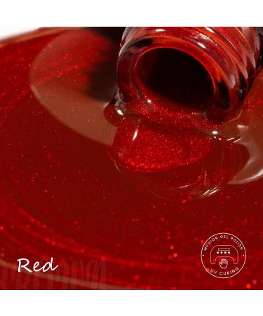 MEGIOR Glitter Red Gel Nail Polish 15ml Shimmer Burgundy Gel Polish 1PC Soak Off UV LED Nail Gel Polish for Nail Art Manicure Salon DIY Home for Women Girls Nails Gift Red Glitter - Buy Online on GoSupps.com