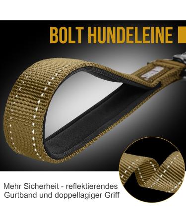 Oneigris 30cm Bolt Short Guide Dog Leash - Durable Reflective Nylon Tiger Tooth Metal Clip Soft Upholstery for Medium & Large Dogs - Brown - Buy Online on GoSupps.com