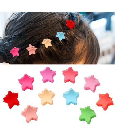 50 Pcs Colorful Star Mini Hair Claw Clips Clamps Accessories for Baby Toddler Girls Decorative Bun Thin Hair, Assorted Colors (Star Style)