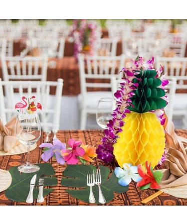 Fasezoomit Hawaiian Tropical Party Decorations Set - 55 Pieces with Table Skirt, Palm Leaves, Luau Flowers, Tissue Pineapple - Island Theme Party Decoration (Golden) - Buy Online on GoSupps.com