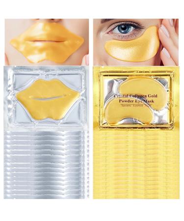 30 Pairs Lip & Eye Masks - 24K Collagen Crystal Under Eye Patches for Dark Circles Puffiness & Fine Lines - Moisturizing Skincare for Women & Men - Buy Online on GoSupps.com