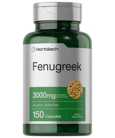 Horb ach Fenugreek Capsules 3000 mg | 150 Count | Non-GMO & Gluten Free Extract | Fenugreek Seeds
