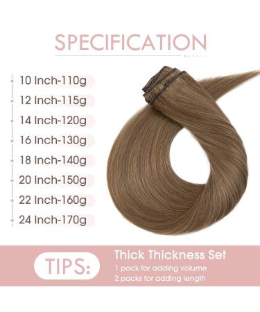 Silk Co Clip In Extensions - 18 Clips 160g Remy Real Hair - Light Brown Double Weft 06# - Premium Quality Hair Extensions - Buy Online on GoSupps.com