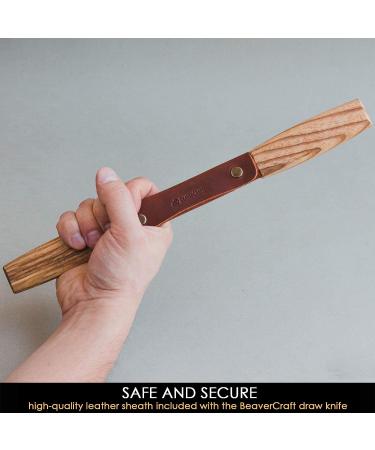 BeaverCraft DK2s Draw Knife with Leather Sheath - Woodworking Tool for Whittling and Carving - Buy Online on GoSupps.com
