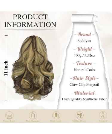 Sofeiyan 28cm Clip-in Ponytail Extension - Curly Wavy Synthetic Hair for Women | Blonde & Middle Brown - Buy Online on GoSupps.com