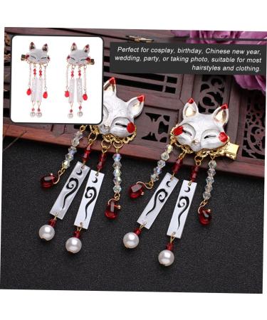 GARVALON 1 Pair Fox Tassel Clip Women Tassel Hair Clip Animal Hair Clip Tassel Drop Barrette Chinese Hair Accessories Chinese Tassel Hairpin Alligator Hair Clips Dangle Tassel Hair Clip - Buy Online on GoSupps.com