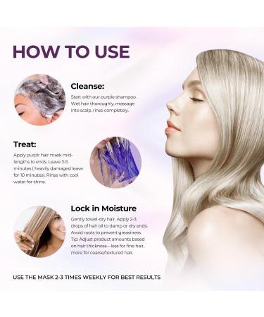 Karseell Purple Hair Mask and Hair Oil Set neutralizes yellow cast repairs hair damage for blonde and gray hair 50 ml + 500 ml - Buy Online on GoSupps.com