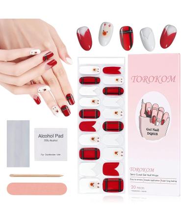 EBANKU Christmas Semi Cured Gel Nail Strips Glitter Gel Nail Polish Strips Long Lasting Waterproof Full Nail Wraps Stickers with Stick Nail File Wipes & Sealing(UV/LED Lamp Required) (SDTRK18) - Buy Online on GoSupps.com