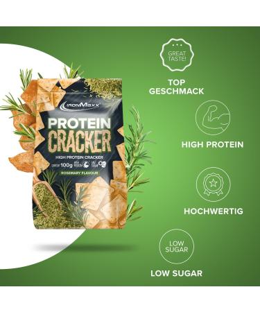 IronMaxx Protein Cracker - Rosemary 100g | Low-Sugar High-Protein Snack | Crispy & Baked Not Fried - Buy Online on GoSupps.com