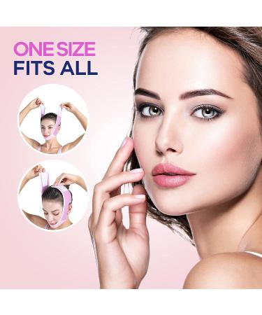 V Line Mask Facial Slimming Strap - Double Chin Reducer - Face Lifting Belt - V Shaped Slimming Mask (2PCs) Pink - Buy Online on GoSupps.com