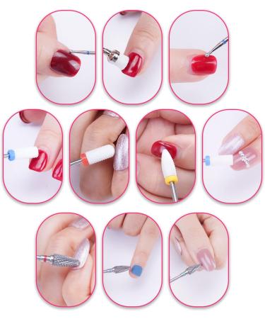10Pcs Nail Drill Bits for Acrylic Nails Professional Tungsten Carbide and Ceramic 3/32 Nail Drill Bit Set for Remove Cuticles of Engraved Gel Nails or Acrylic Nails - Buy Online on GoSupps.com