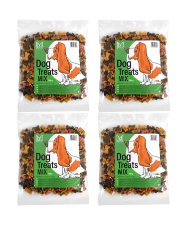 Mersjo dog snacks training snacks - 2000g dog food dry dog treats delicacies for dogs - gently dried meat trainers suitable for all breeds and sizes mix mix 500 g (4 Pack)