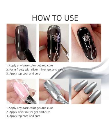 Buy Silver Metallic Gel Nail Polish - 15ml Mirror Finish 3D Drawing UV/LED Soak Off for DIY Nail Art - International Shipping Available - Buy Online on GoSupps.com