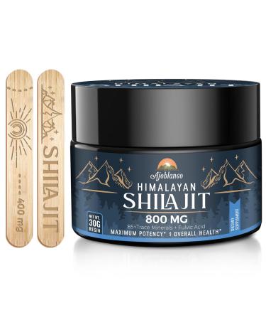 Ajoblanco 800 Mg Himalayan Shilajit Resin, Shilajit Pure Himalayan Organic, Shilajit Supplement with Purity, High Dosage & Potency for Energy, Strength & Immunity, Men & Women, 30 Grams 1.05 Ounce (Pack of 1)