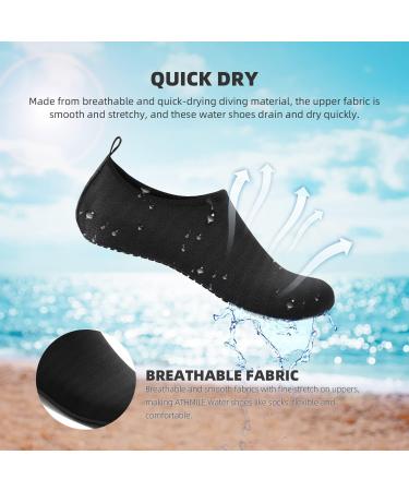 ATHMILE Barefoot Water Shoes | Quick-Dry Aqua Socks for Beach, Pool, Yoga | Unisex Swim Shoes | Black N-jacquard | Size 7-8 Women/6-7 Men - Buy Online on GoSupps.com
