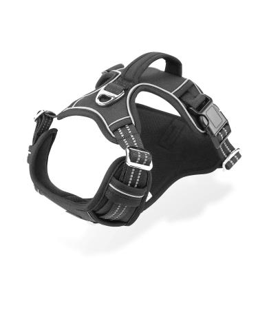 Dog harness for large dogs anti -train dishes no sweater reflective breathable breathable dishes dogs light breast harness Large medium dog safety dishes soft black m black m (1 Pack)
