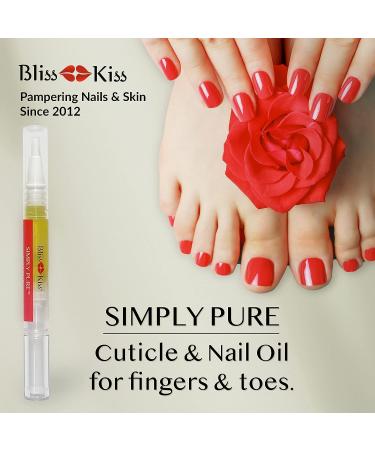 Bliss Kiss Vanilla Nail Oil Cuticle Pens x4 - Nail Strengthener with Vitamin E & Jojoba for Brittle Nails - Buy Online on GoSupps.com