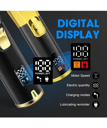 Professional Hair Clippers Set for Men | Cordless Barber Kit with LED Display & USB Rechargeable | Hair Cutting Kit - Perfect Gifts for Men (Black Gold - Buy Online on GoSupps.com