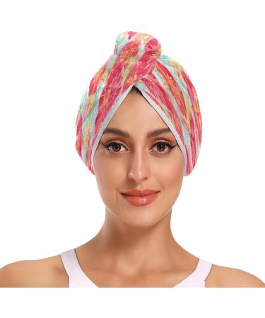 Abstract Summer Flowers Dry Hair Cap | Quick Drying Towel Set with Button Headband | Super Absorbent Soft & Comfortable - International Shipping Available - Buy Online on GoSupps.com