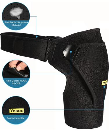 Acouto Black Shoulder Brace with Pressure Pad Breathable Shoulder Support for Rotator Cuff - Buy Online on GoSupps.com
