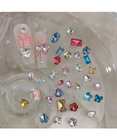 Nail tip bottom shaped diamond accessories Nail jewel pendant 30 colored mixed crystal diamonds 3-8MM - Buy Online on GoSupps.com