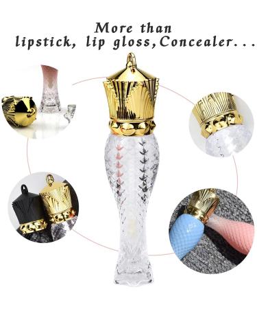 Healthcom 10 Pcs 5ml Mermaid Crown Clear Lip Gloss Tubes | Refillable Lip Glaze Containers with Crown Wand | DIY Cosmetic Lipstick Container for Women and Girls - Buy Online on GoSupps.com