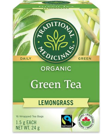Traditional Medicinals - Organic Green Tea Lemongrass (Pack of 1) - Fair Trade Ingredients - Energizing & Uplifting - 16 Tea Bags Total Lemongrass 16 Count (Pack of 1)