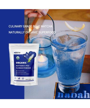 ORGFUN Organic Butterfly Pea Powder 3.52 Oz - Rich in Antioxidants, Vibrant Blue Matcha Power from Thailand - Vegan-Friendly - Buy Online on GoSupps.com