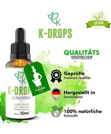 K-Drops Keto Drop K2 - Original Ketogenic Oil High-Dose Drops | 100% Vegan Lab Tested Made in Germany | Fast & Extreme Ketosis Success - 10ml - Buy Online on GoSupps.com