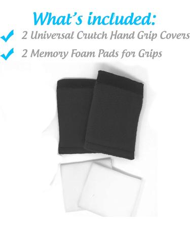 Universal Crutch Hand Grip Covers - Soft Fleece w/ Memory Foam Cores (Black) - Buy Online on GoSupps.com