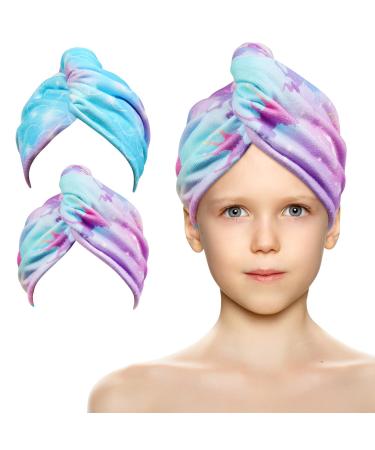Uraqt Haarurban towel 2 pieces of microfiber turban towels quick -drying towel ladies hair turban twisted with button for women girls all hair types (pink+blue)