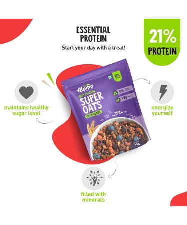 Alpi no Pre-Workout High Protein & Fiber Diet Super Combo - High Protein Super Oats Chocolate 1kg High Protein Dark Chocolate Peanut Butter Crisp 1kg - Buy Online on GoSupps.com